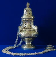 Ornate antique French solid silver Baroque Thurible
